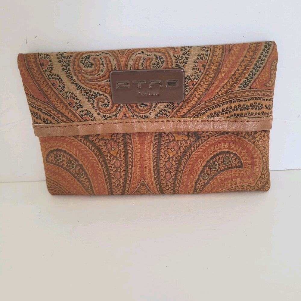 Etro Profumi Paisley Brown Mini Small Wallet Pouch Retro‎ Vintage